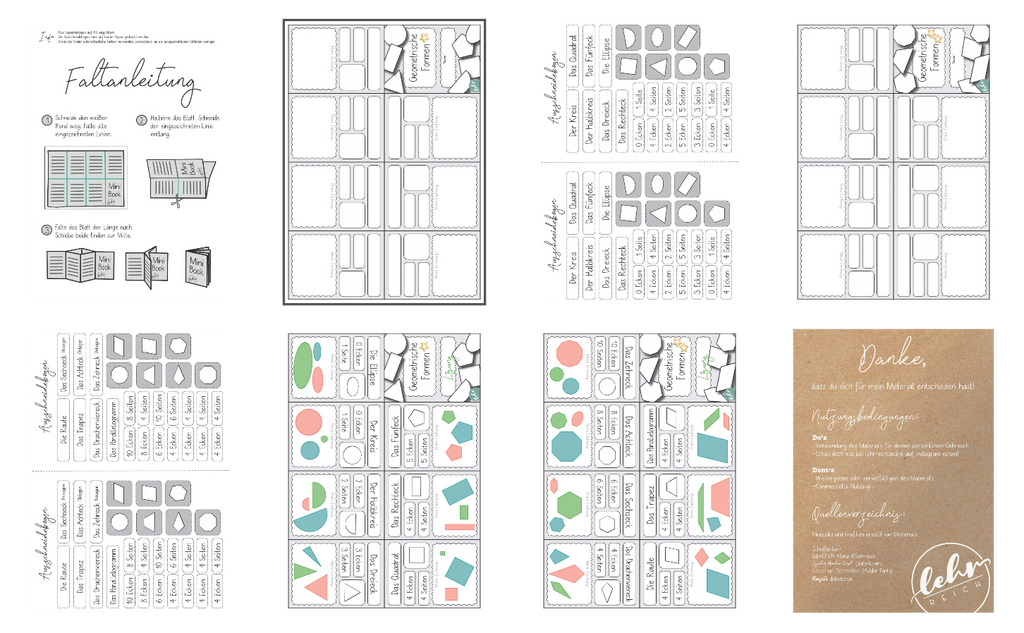 Mini-Book Geometrische Formen zum selber falten