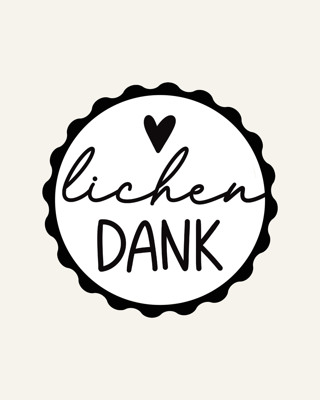 Runder Holzstempel mit der Aufschrift „Herzlichen Dank“ und Herzsymbol – perfekt für Dankeskarten, kleine Aufmerksamkeiten oder Gesten der Wertschätzung.